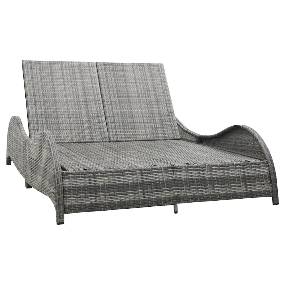 Sun Lounger Anthracite PE rattan Double Adjustable Headrests