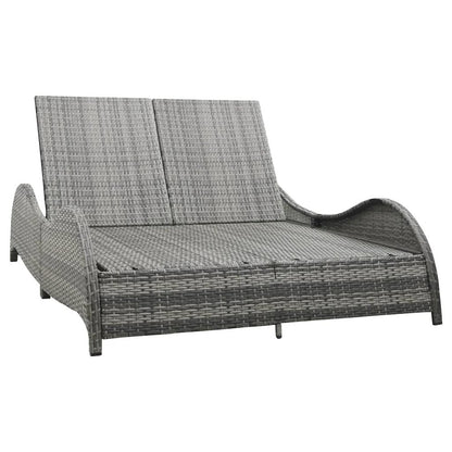 Sun Lounger Anthracite PE rattan Double Adjustable Headrests