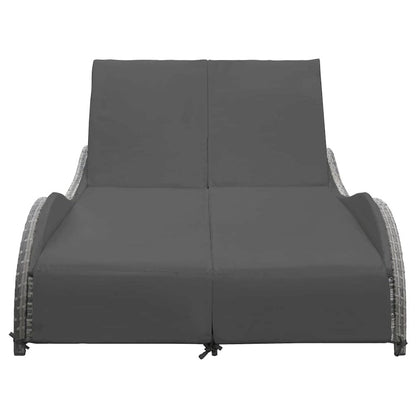 Sun Lounger Anthracite PE rattan Double Adjustable Headrests