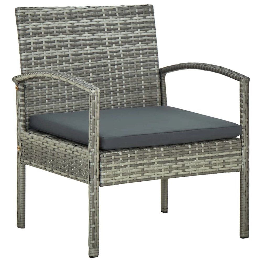 Garden Chair Grey PE rattan, Powder-coated steel, Polyester