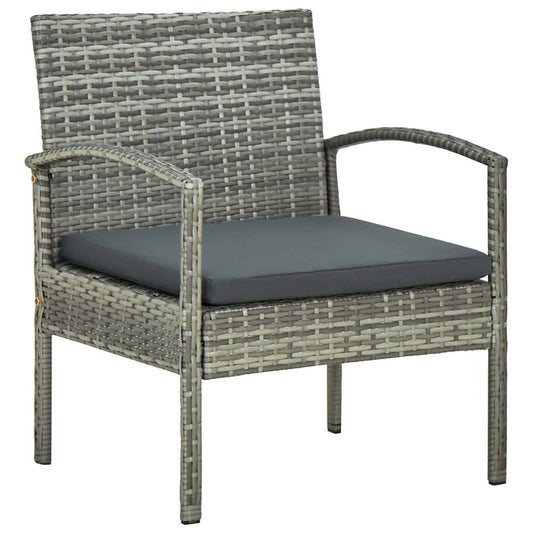 Garden Chair Grey PE rattan, Powder-coated steel, Polyester