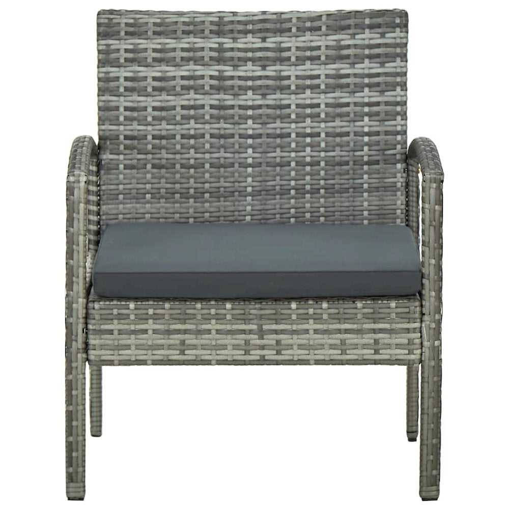 Garden Chair Grey PE rattan, Powder-coated steel, Polyester