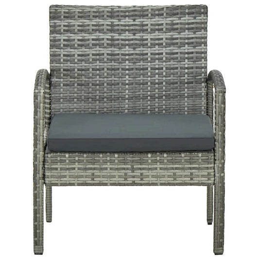 Garden Chair Grey PE rattan, Powder-coated steel, Polyester