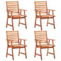 Outdoor Chair Set of 4 Natural wood Acacia wood