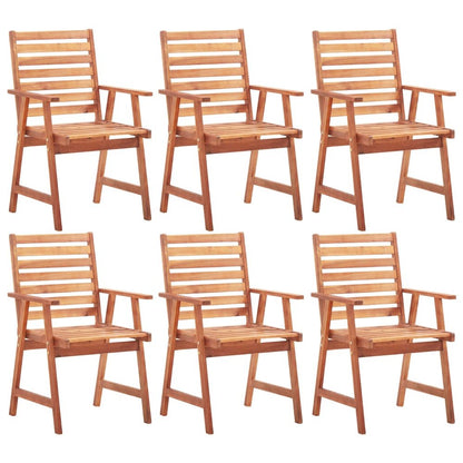 Outdoor Chair Set of 6 Natural wood Solid Acacia wood