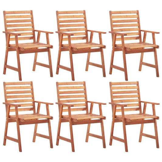Outdoor Chair Set of 6 Natural wood Solid Acacia wood