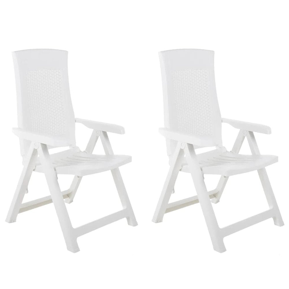 Garden Chair Set of 2 White Plastic Standard