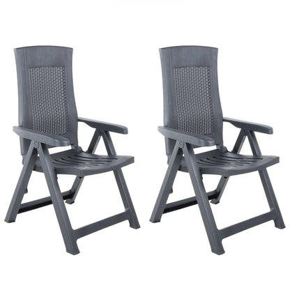 Garden Chair Set of 2 Anthracite Plastic Standard Foldable