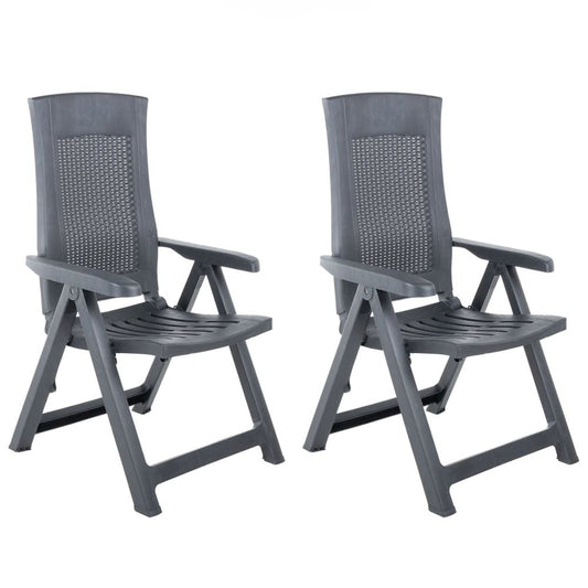 Garden Chair Set of 2 Anthracite Plastic Standard Foldable