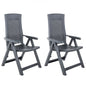 Garden Chair Set of 2 Anthracite Plastic Standard Foldable