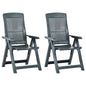 Garden Chair Set of 2 Green Plastic Standard Foldable