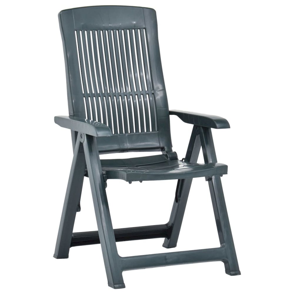 Garden Chair Set of 2 Green Plastic Standard Foldable