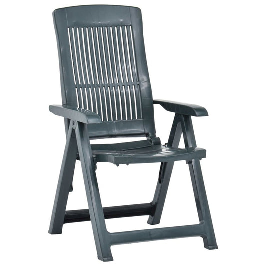 Garden Chair Set of 2 Green Plastic Standard Foldable