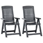 Garden Chair Set of 2 Anthracite Plastic Standard Foldable