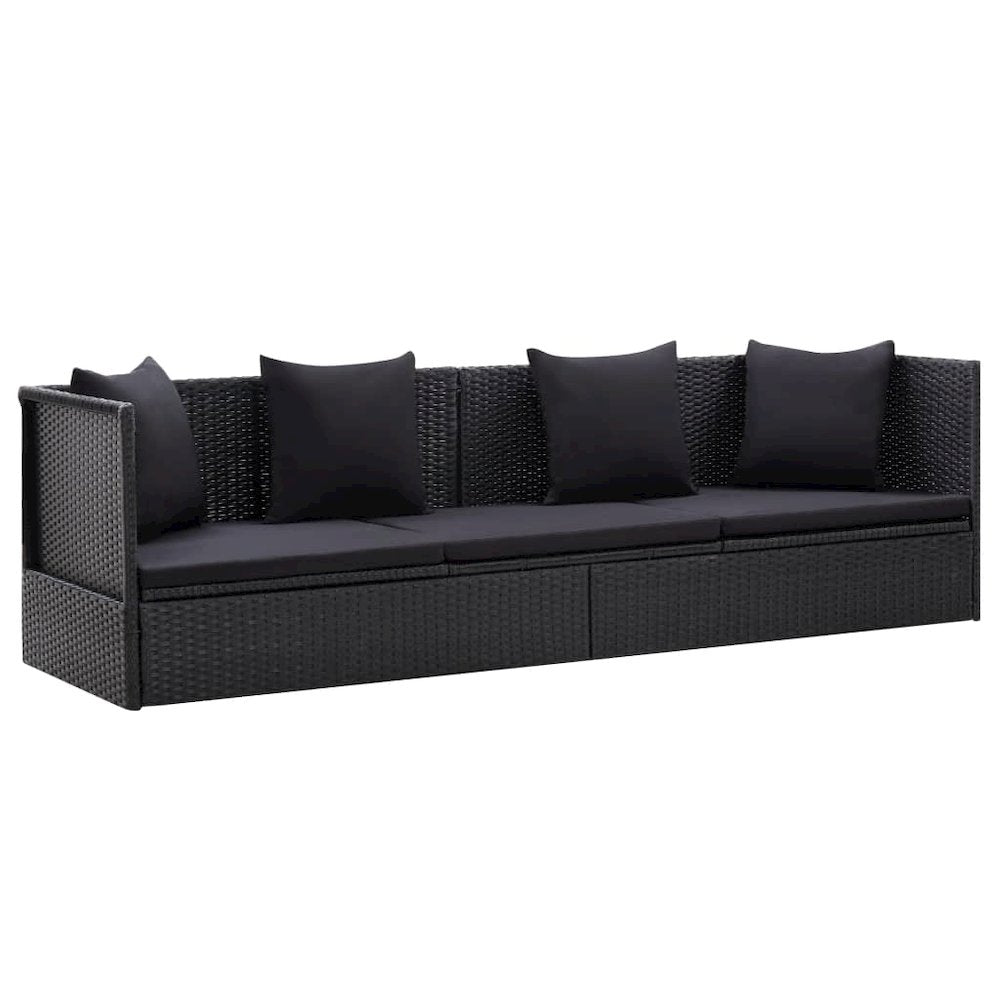 Patio Bed Adjustable Armrests Outdoor Chaise Lounge Rectangular