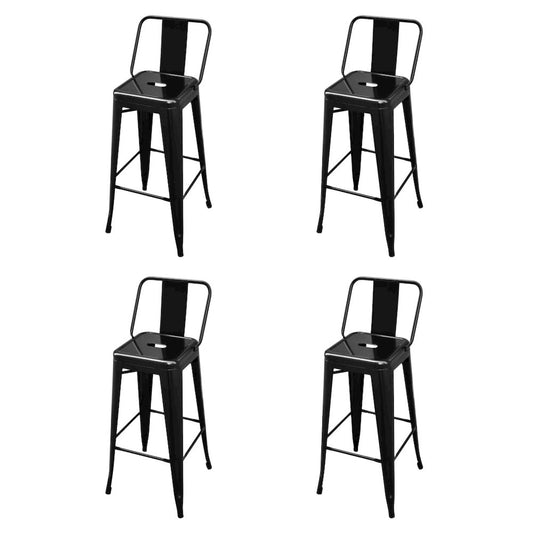 Bar Stool Set of 4 Black Steel Standard Footrest Modern