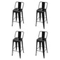 Bar Stool Set of 4 Black Steel Standard Footrest Modern