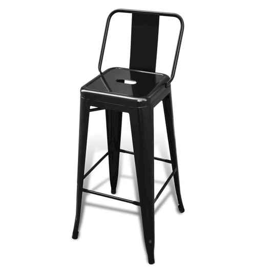 Bar Stool Set of 4 Black Steel Standard Footrest Modern