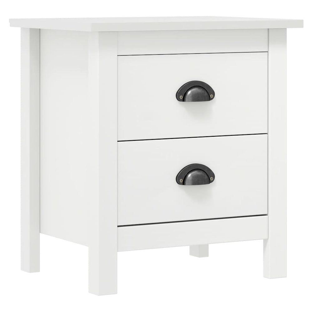Bedside Cabinet White Solid pine wood Medium Bedside Cabinet