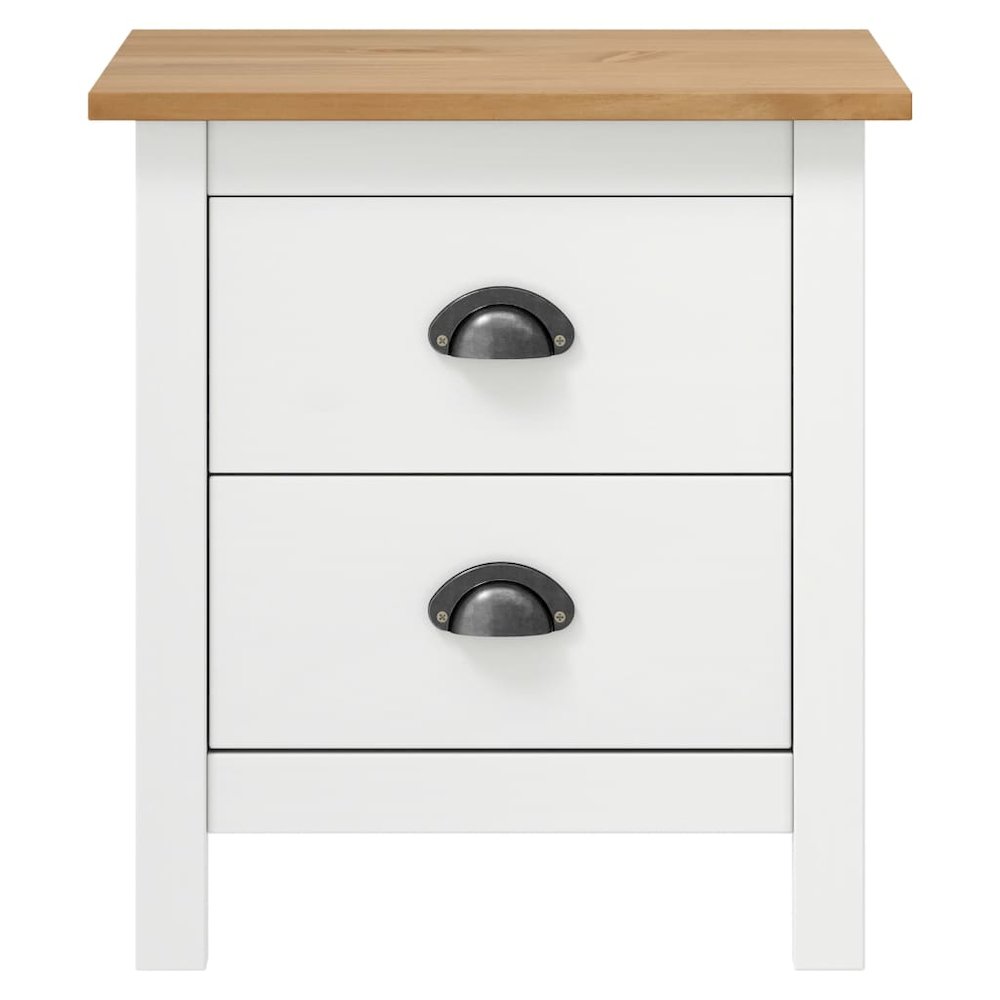 Bedside Cabinet White and honey brown Solid pine wood Medium
