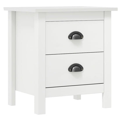 Bedside Cabinet Set of 2 White Solid pine wood Medium