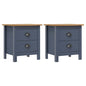 Bedside Cabinet Set of 2 Grey and Honey Brown Solid Pine Wood