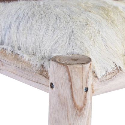 vidaXL Bar Stool Real Goat Leather and Solid Teak Wood, 288810
