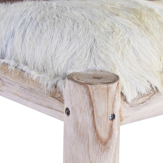 vidaXL Bar Stool Real Goat Leather and Solid Teak Wood, 288810