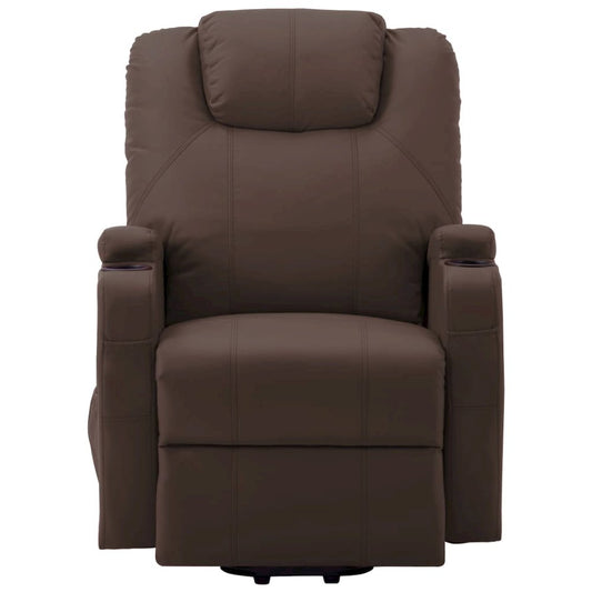 vidaXL Massage Stand-up Chair Brown Faux Leather