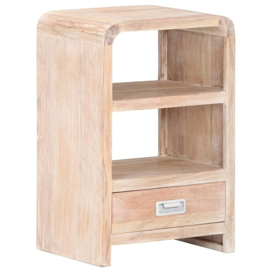 Bedside Table Whitewashed Acacia Solid Acacia Wood Medium
