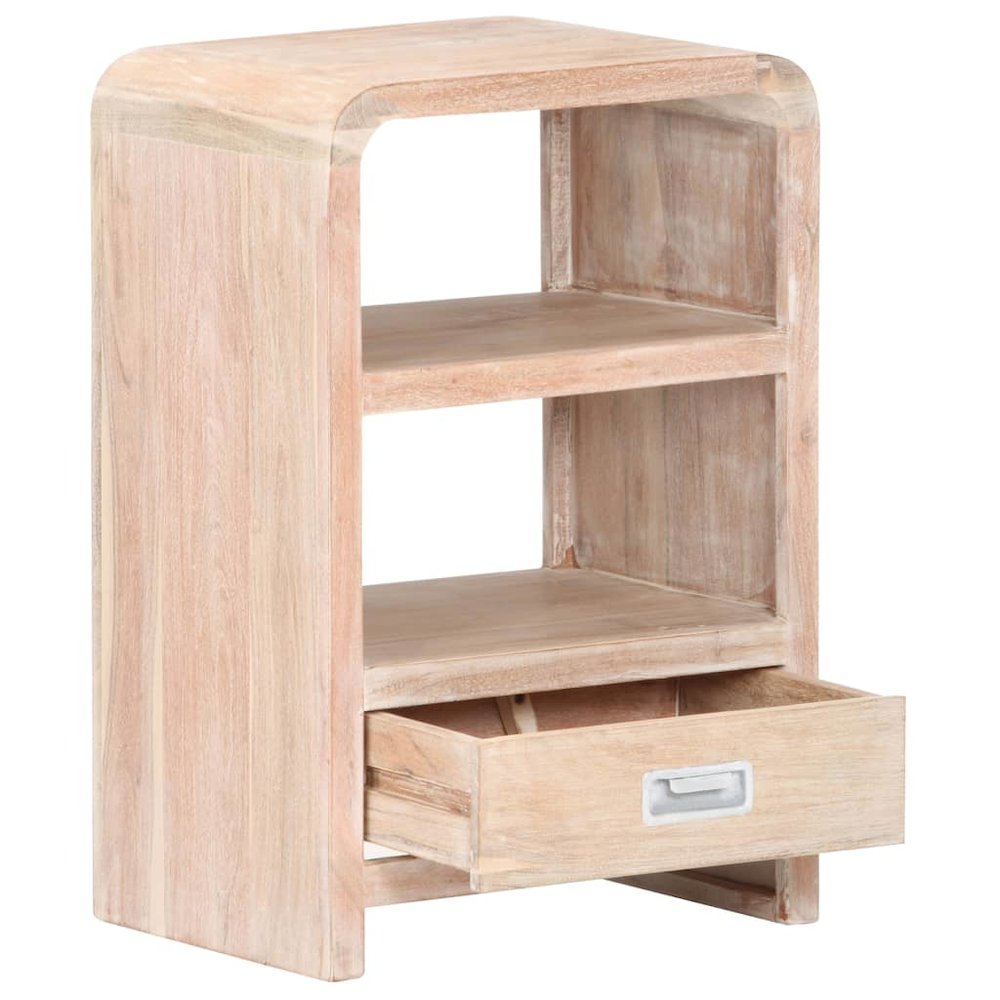 Bedside Table Whitewashed Acacia Solid Acacia Wood Medium
