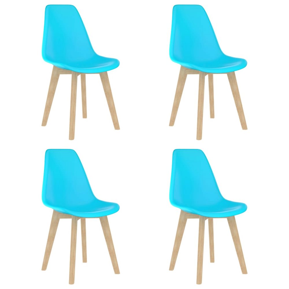 Dining Chair Set of 4 Blue Polypropylene, Beechwood 0 Ergonomic