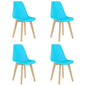 Dining Chair Set of 4 Blue Polypropylene, Beechwood 0 Ergonomic