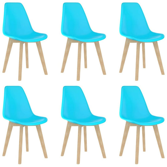 Dining Chair Set of 6 Blue Polypropylene, Beechwood Ergonomic