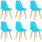 Dining Chair Set of 6 Blue Polypropylene, Beechwood Ergonomic