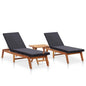 Sunlounger Black and natural wood