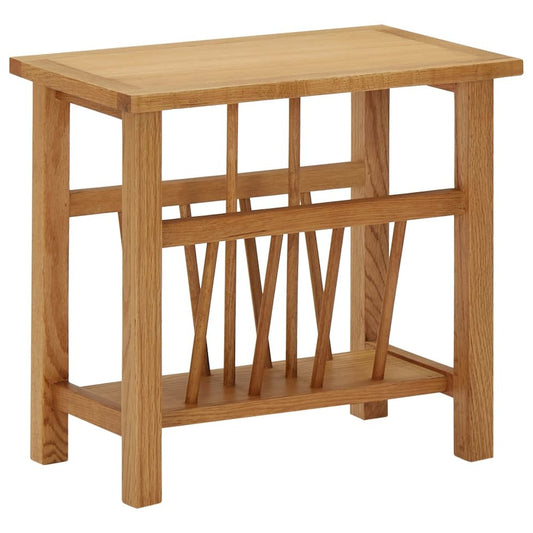 vidaXL Magazine Table 17.7"x10.6"x16.5" Solid Oak Wood, 289184