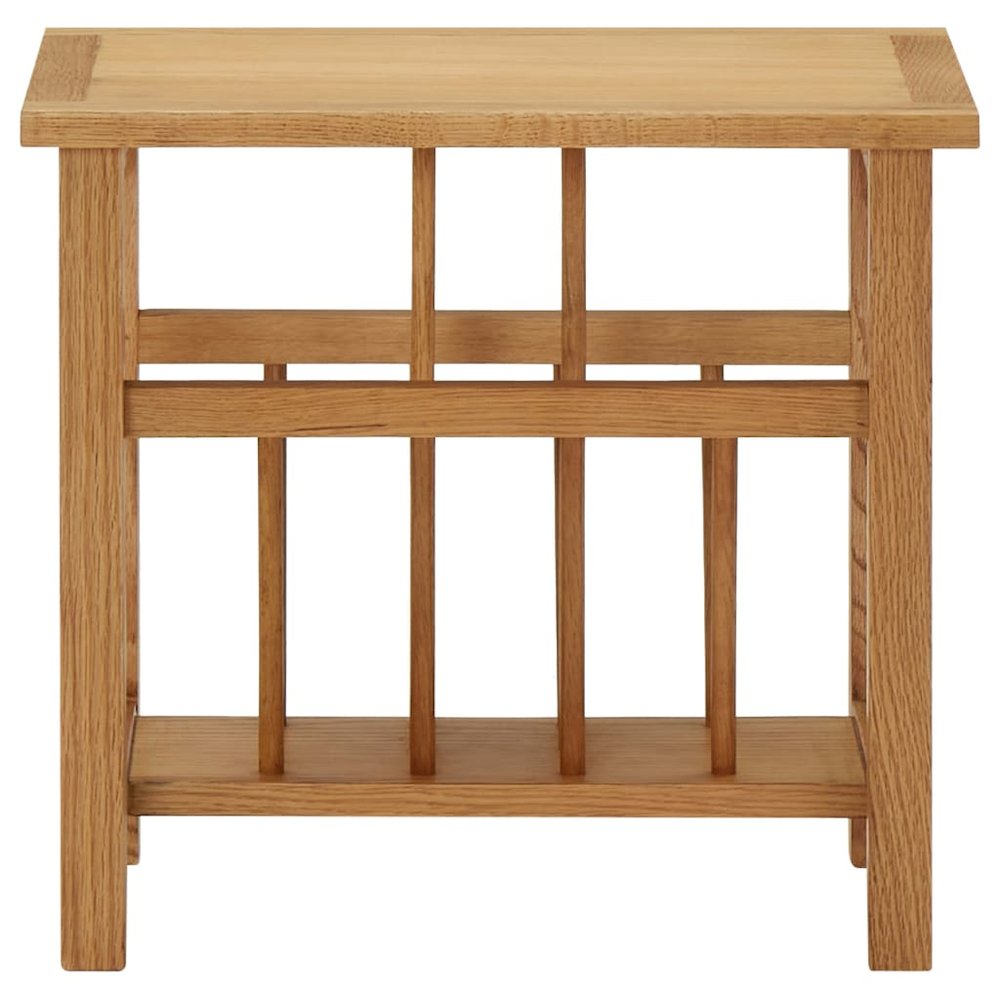 Magazine Table Natural Solid Oak Wood, MDF Compact Magazine Table