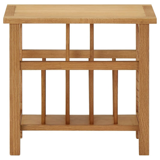 Magazine Table Natural Solid Oak Wood, MDF Compact Magazine Table