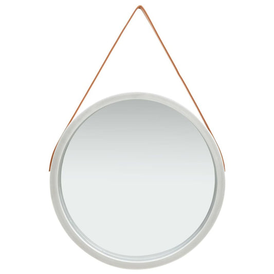 vidaXL Wall Mirror with Strap 23.6" Silver, 320370