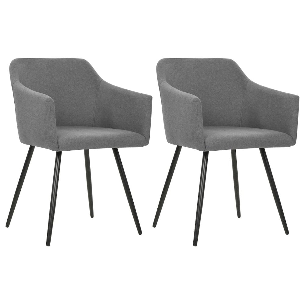 Dining Chair Set of 2 Light Grey Polyester fabric, Metal frame