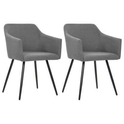 Dining Chair Set of 2 Light Grey Polyester fabric, Metal frame