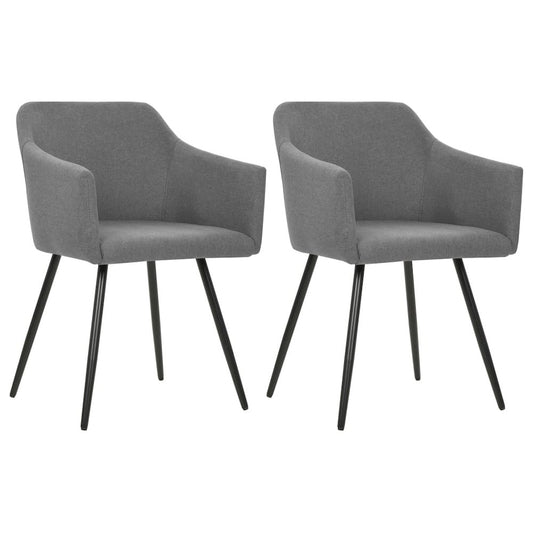 Dining Chair Set of 2 Light Grey Polyester fabric, Metal frame