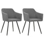 Dining Chair Set of 2 Light Grey Polyester fabric, Metal frame