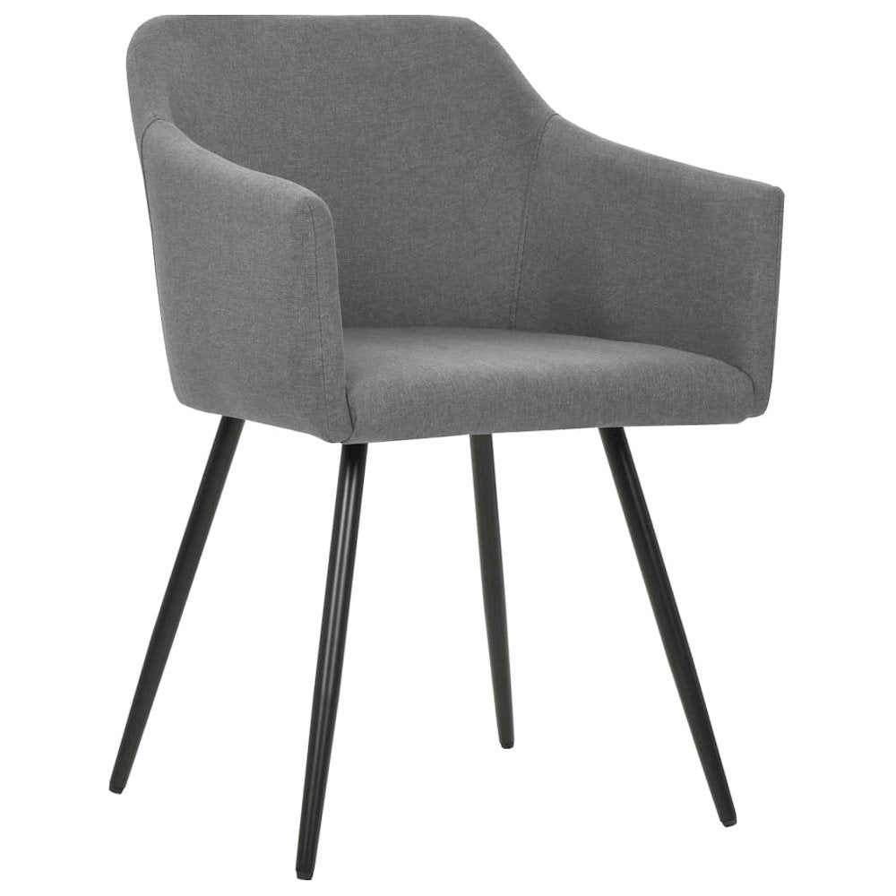 Dining Chair Set of 2 Light Grey Polyester fabric, Metal frame