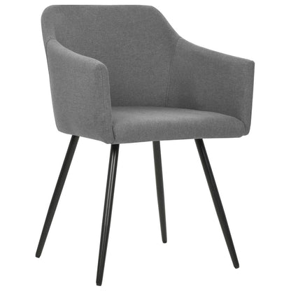 Dining Chair Set of 2 Light Grey Polyester fabric, Metal frame