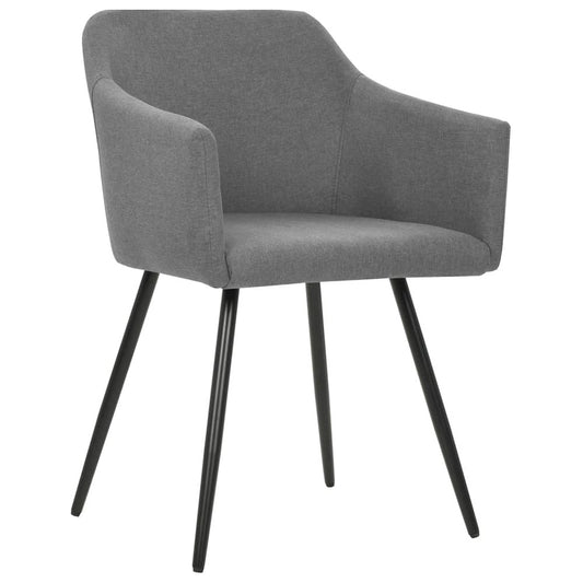 Dining Chair Set of 2 Light Grey Polyester fabric, Metal frame