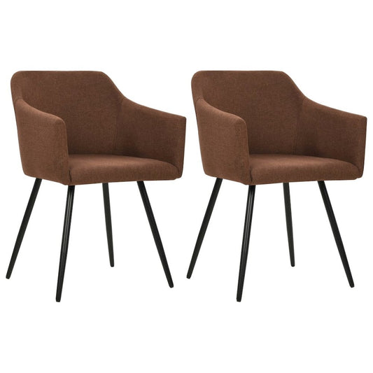 vidaXL Dining Chairs 2 pcs Brown Fabric, 323096