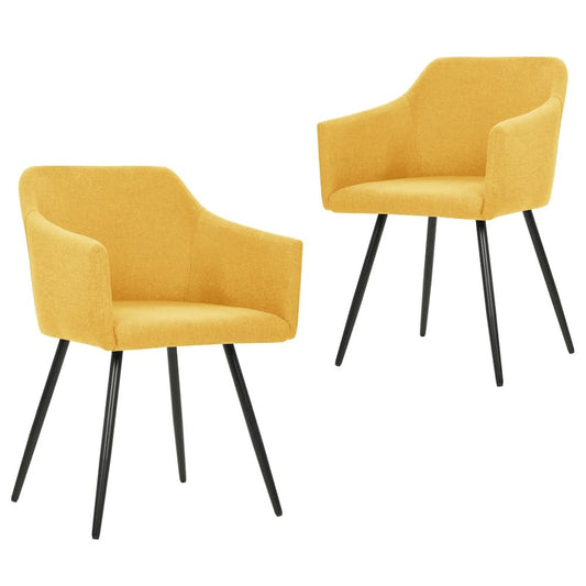vidaXL Dining Chairs 2 pcs Yellow Fabric, 323100
