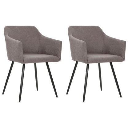 Dining Chair Set of 2 Taupe Fabric (100% polyester), metal